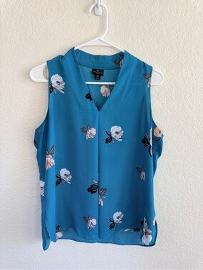 Worthington Teal Floral V-Neck Sleeveless Camisole
